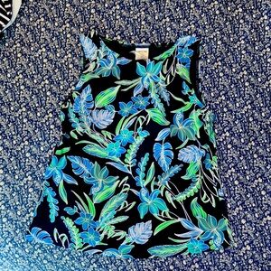 Lands End Floral Print Swim Top